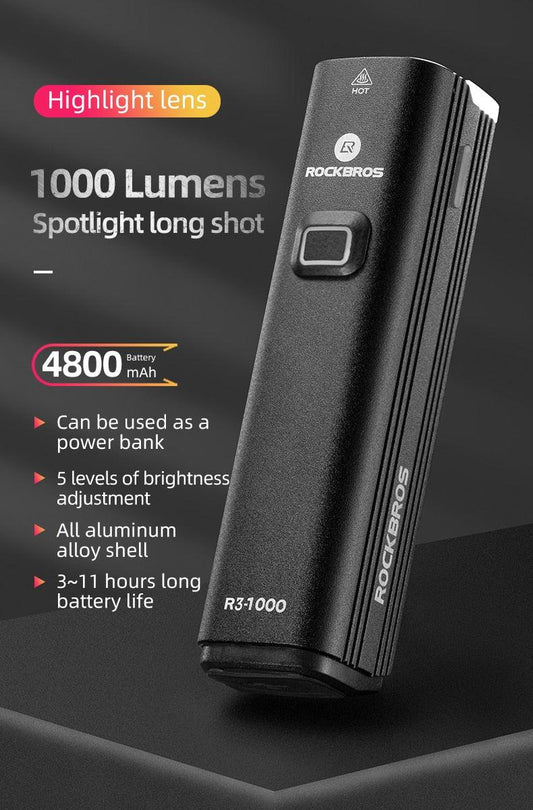 Bike Light Front Lamp USB Rechargeable LED 4800mAh Bicycle Light Waterproof Bicycle Light Set USB Rechargeable Super Bright Bike Headlight For Night Riding Bracket 1000LM