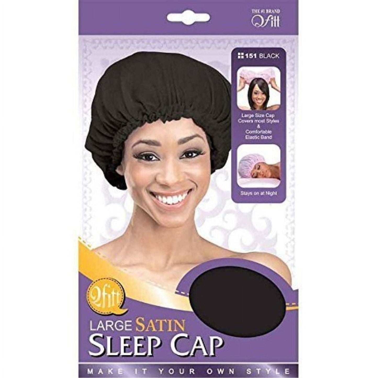 QFitt Â̂€“ Satin Sleep Cap #151 Large Black
