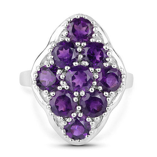 4.05 Carat Genuine Amethyst .925 Sterling Silver Ring