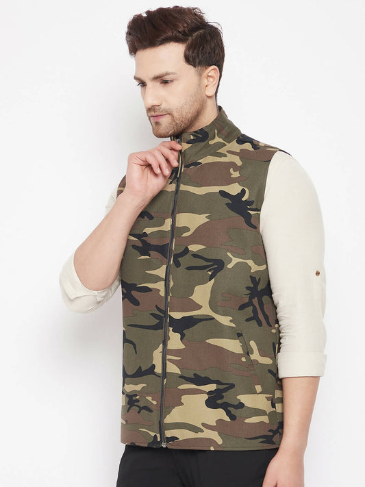 Even Apparels Multi Cotton Men Woven Nehru Jacket