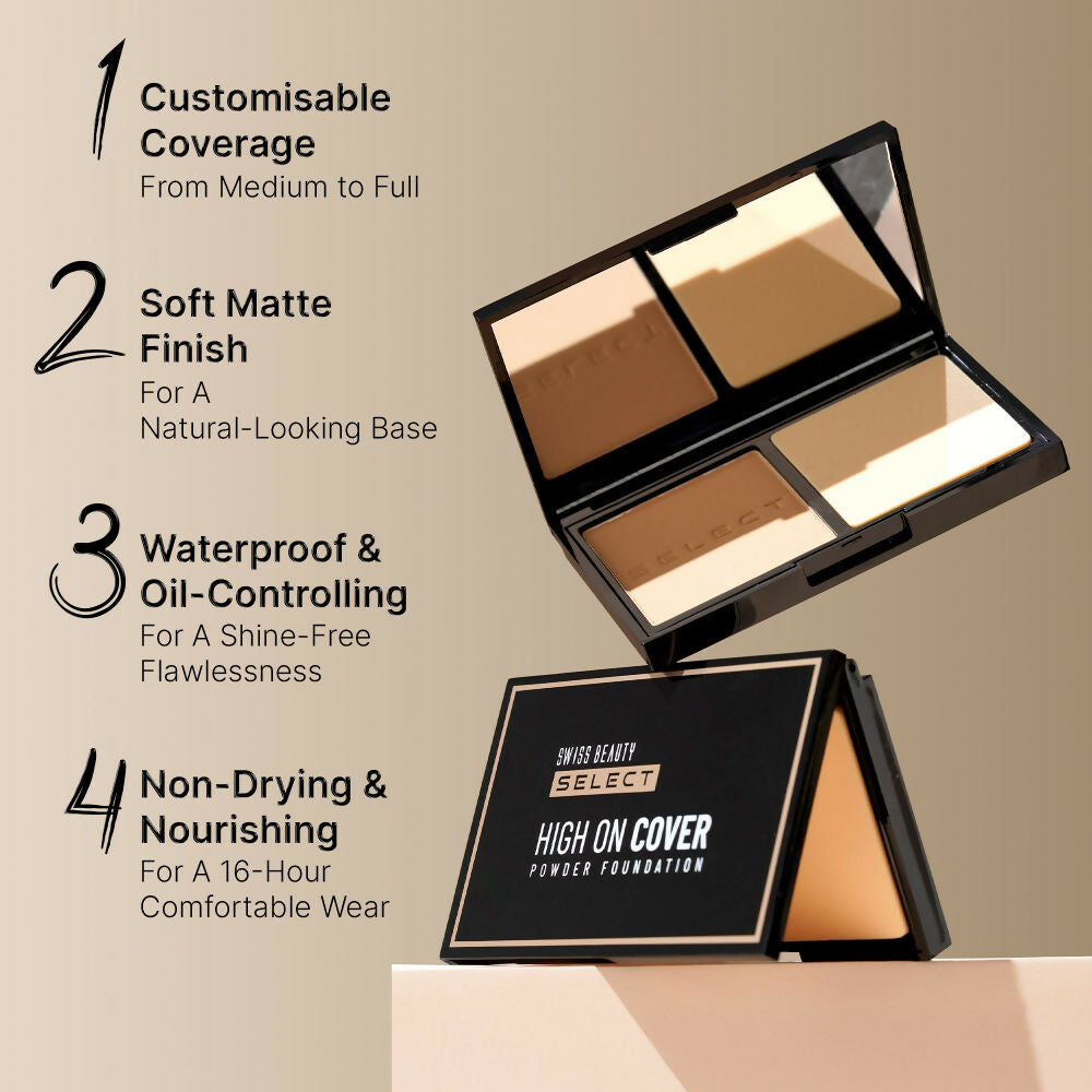 Swiss Beauty Select High On Cover Powder Foundation - 3 Fresh Beige