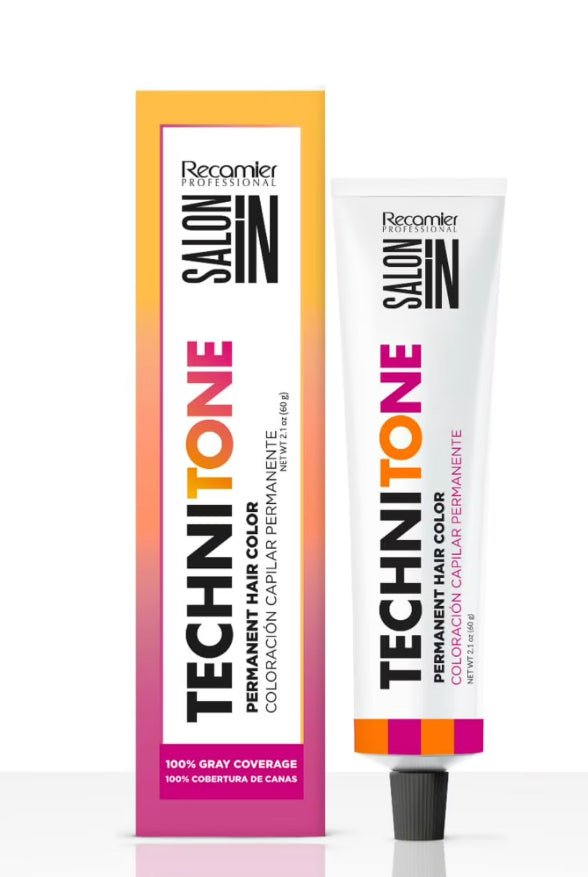 Recamier Salonin Techni Tone Permanent Hair Color Creme Low Ammonia Dyes 2.11oz-60gr (8.00 Light Intense Natural Blonde