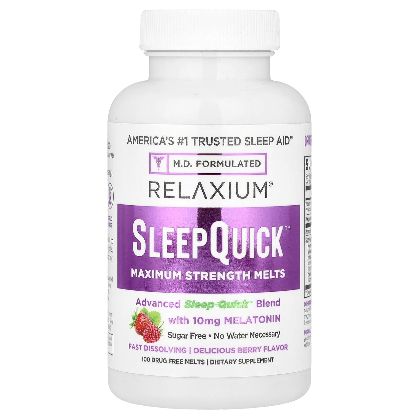Relaxium SleepQuick Melatonin 10 mg, Sugar-Free Berry – 100 Melts