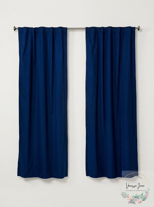 Skyline Velvet 84-Inch Rod Pocket/Back Tab Window Curtain Panel in Navy