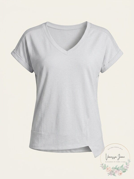 Calvin Klein Performance V-Neck Asymmetrical-Hem Top, Size XS
