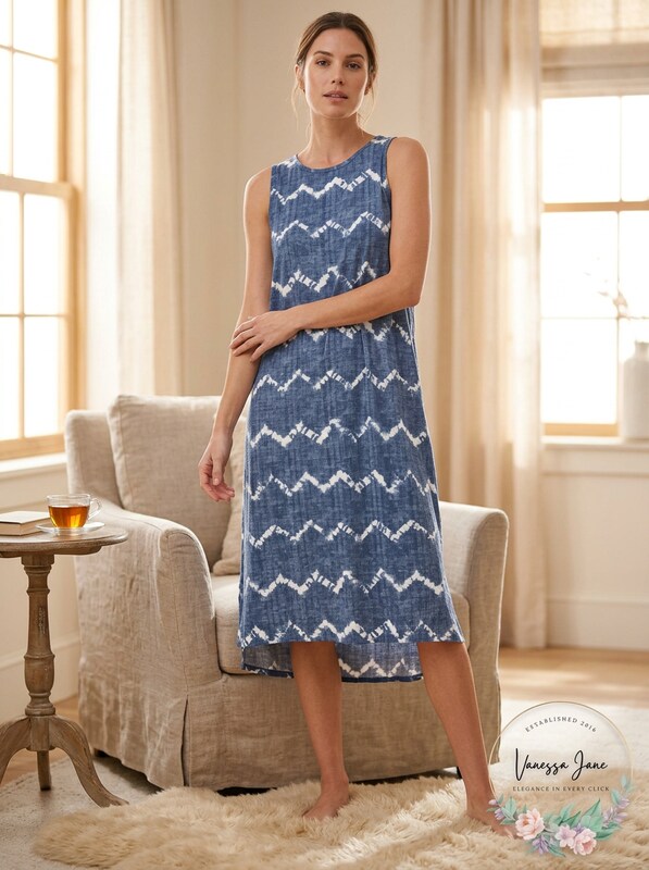 Roudelain Printed Maxi Loungewear Nightgown, Gray, Size Medium