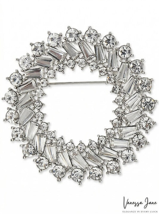 Charter Club Silver-Tone Multi-Crystal Wreath Pin