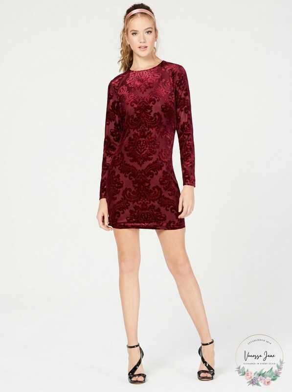 B.Darlin Dresses junior Velvet-Print Solid Sheath Dress Size 0