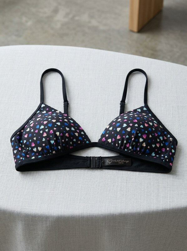 Salt + Cove Juniors Confetti Hearts Printed Push-up Bikini Top-M/Multi Print