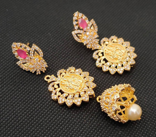 AD Rubies Designer 4 in 1 Temple Earrings