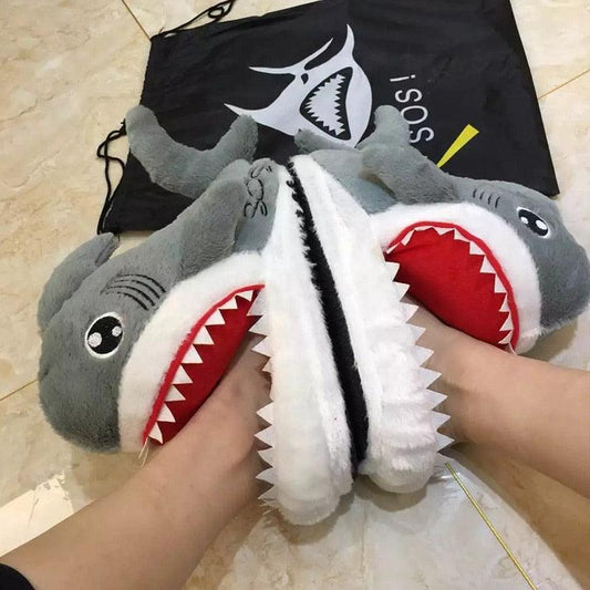 Shark Funny Shoes Girls Indoor Slippers Home Shoes Fashion Plush Warm Slippers Women Winter Cute Shark Cozy Women Slippers With Funny Face Memory Foam Non-Slip Rubber Sole Soft Slip On Home Shoes