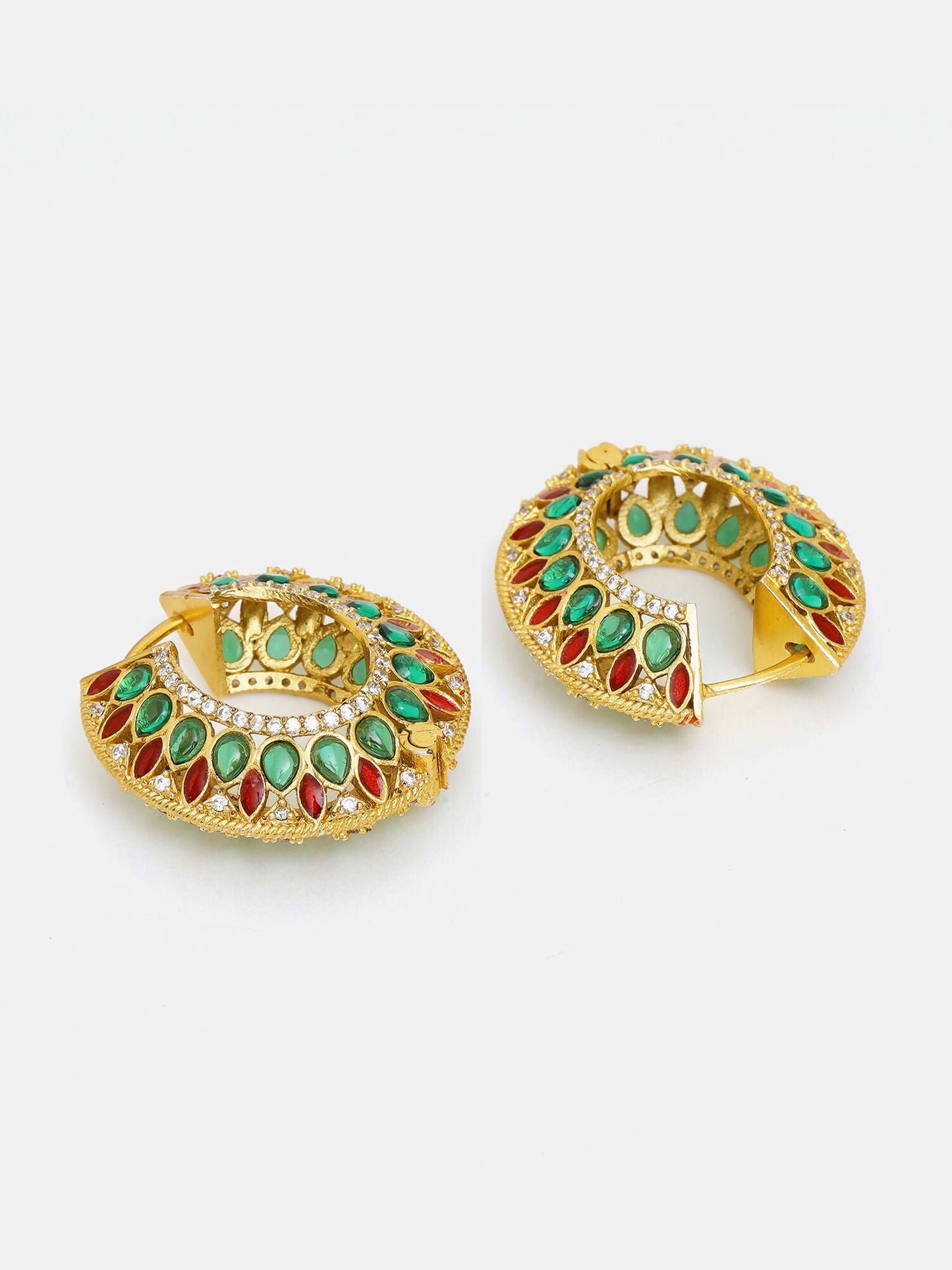 Ruby Raang Gold Polished Multi-Color Kundan Loops