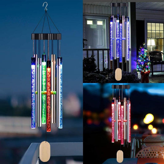 Solar Wind Chimes Changing Color LED Solar Outside Wind Chime Auto-sensing Solar Powered Memorial Wind Chimes with Light IP55 Waterproof Hanging Solar Light For Home Garden Decor Housewarming Gift For Garden Patio Home Decor