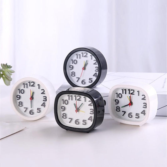 Square Round Small Alarm Clock Snooze Silent Sweeping Wake Up Table Clock Travel Alarm Clock Analog Small Simple Battery Operated Clock Non Ticking Alarm Clock Snooze Light Functions Bedside Table Clock Battery Powered Compact Portable Travel Alarm Clock