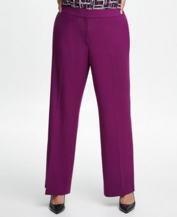 Calvin Klein Womens Highline Casual Wide Leg Pants Purple 14W Regular