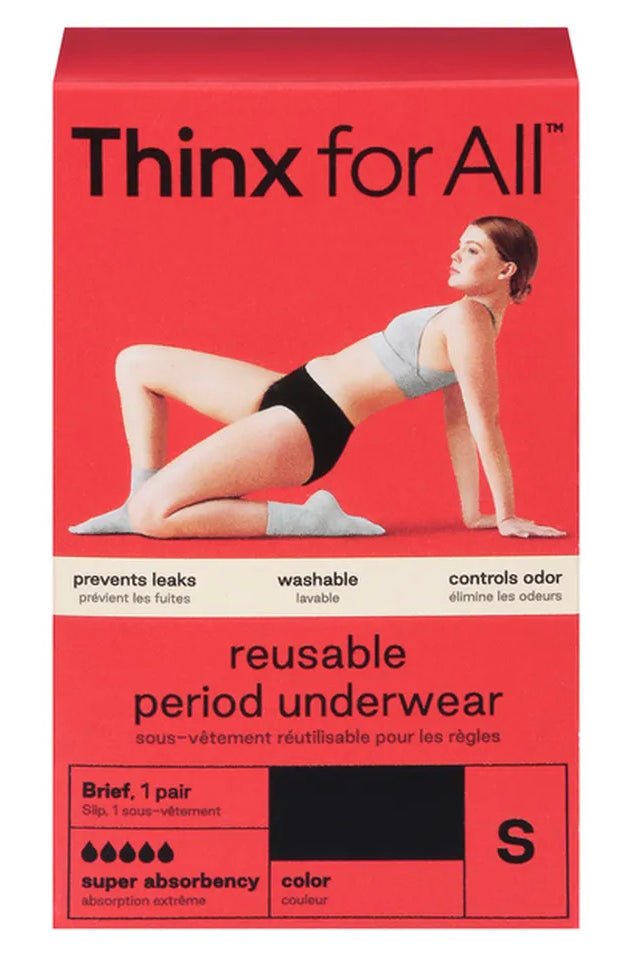 Thinx for All Women s Super Absorbency Cotton Brief Period Underwear Small Black