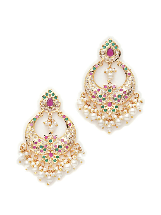 Jadau Earrings (Gold) - Ruby Raang