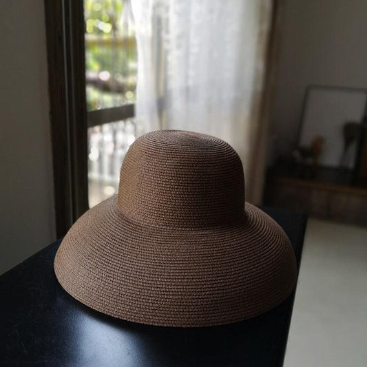 Unique Vintage Handmade Women Summer Hat Stylish Design Women's Summer Hat Beach Holiday Foldable Comfortable Hat For Summer Portable Luxury Female Wide Hat Solid Color