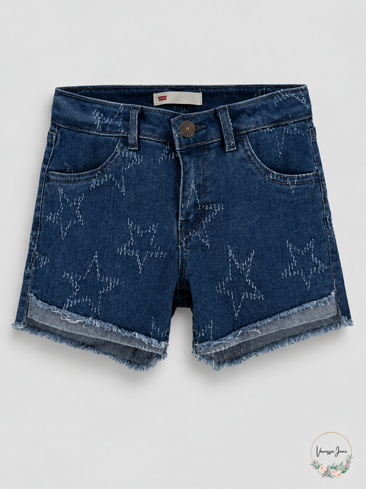Levis Big Girls Star-Print High-Low Hem Denim Shorts