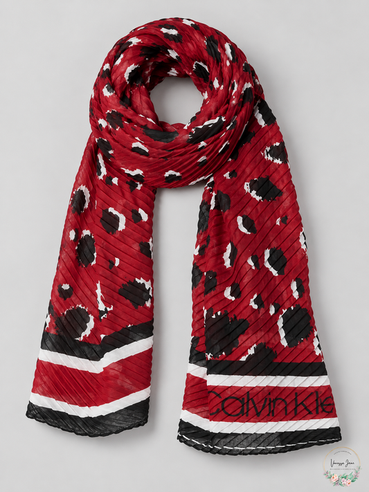 Calvin Klein Leopard Pleated Scarf