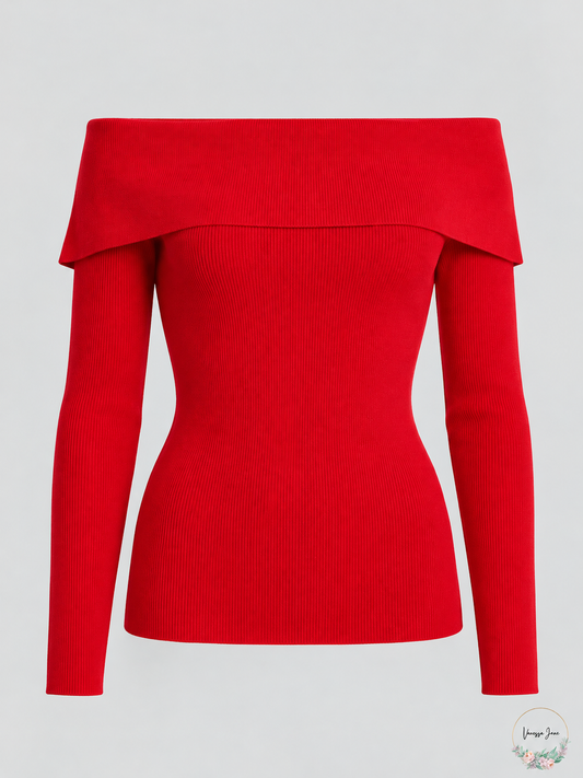 Lauren Ralph Lauren Off-the-Shoulder Sweater – Lipstick Red