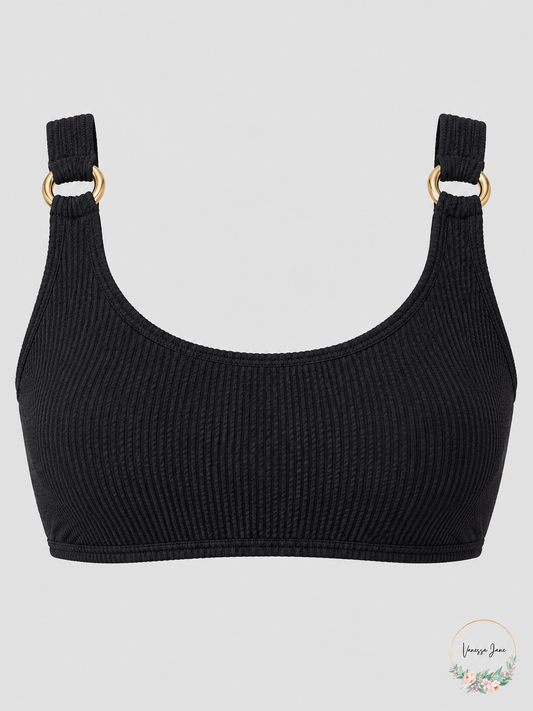 Michael Michael Kors Stretch Textured Removable Cups Ring Bralette, Size Small