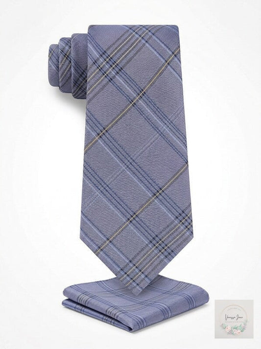Calvin Klein Blue Mod Tonal Tartan Print Tie