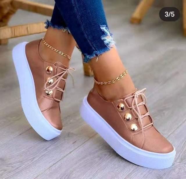 Women Gold Sneakers White Round Head Platform Causal Sports Cute Pink Fashion Flats Exclusive Women's Cult Fashionable High Platform Calf White Sneaker Lace Up Stylish Casual Walking Sneakers