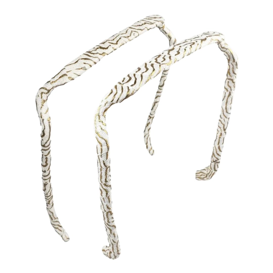 Zebra Gold and White Headband