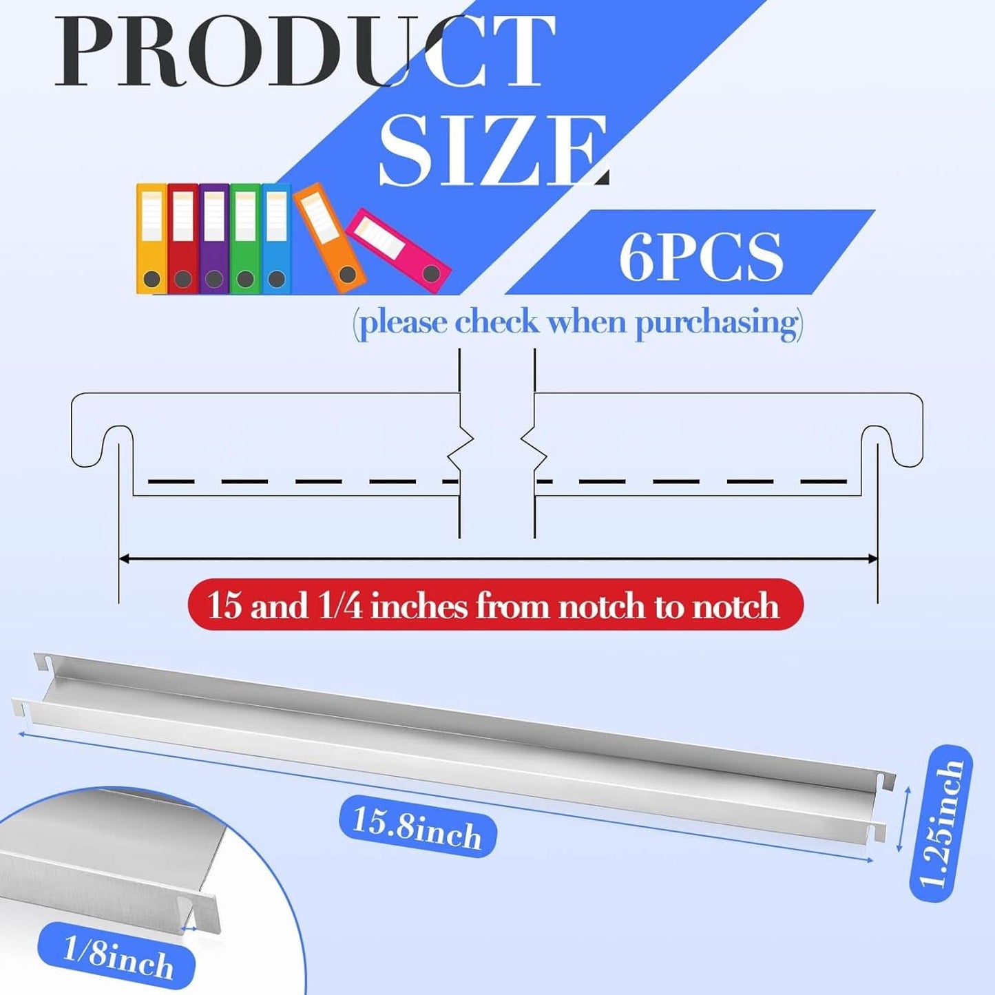 Stainless Steel Hanging File Rails 15.76 Inch Cabinets