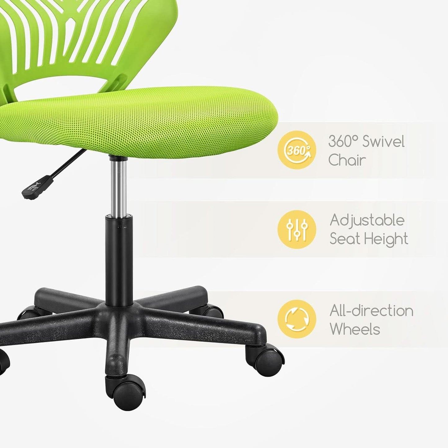 Kids Desk Chair Green Swivel Task Chair With Lumbar Support