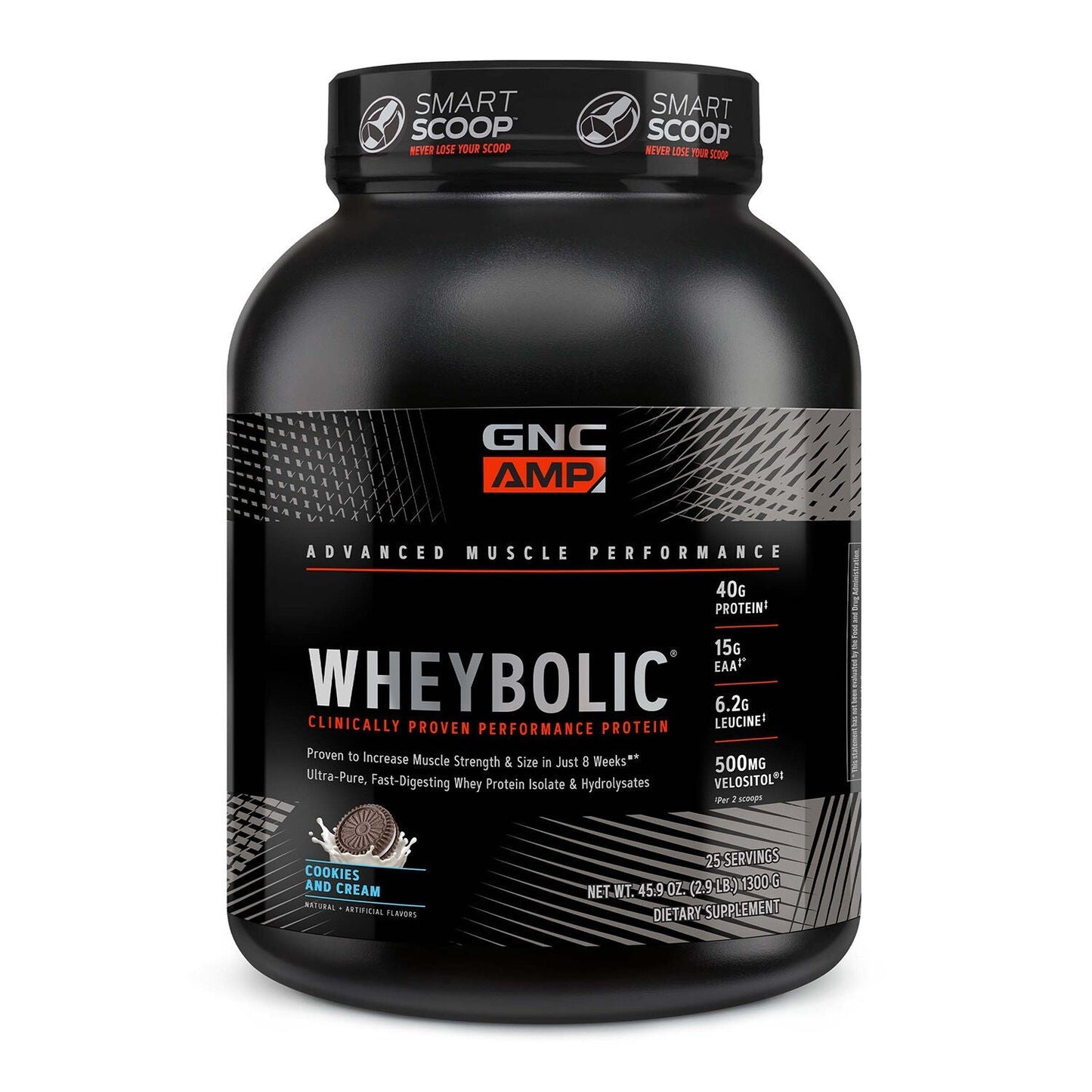 GNC AMP Wheybolic Whey Protein Powder, Cookies and Cream, 2.9 lb (25 Servings)