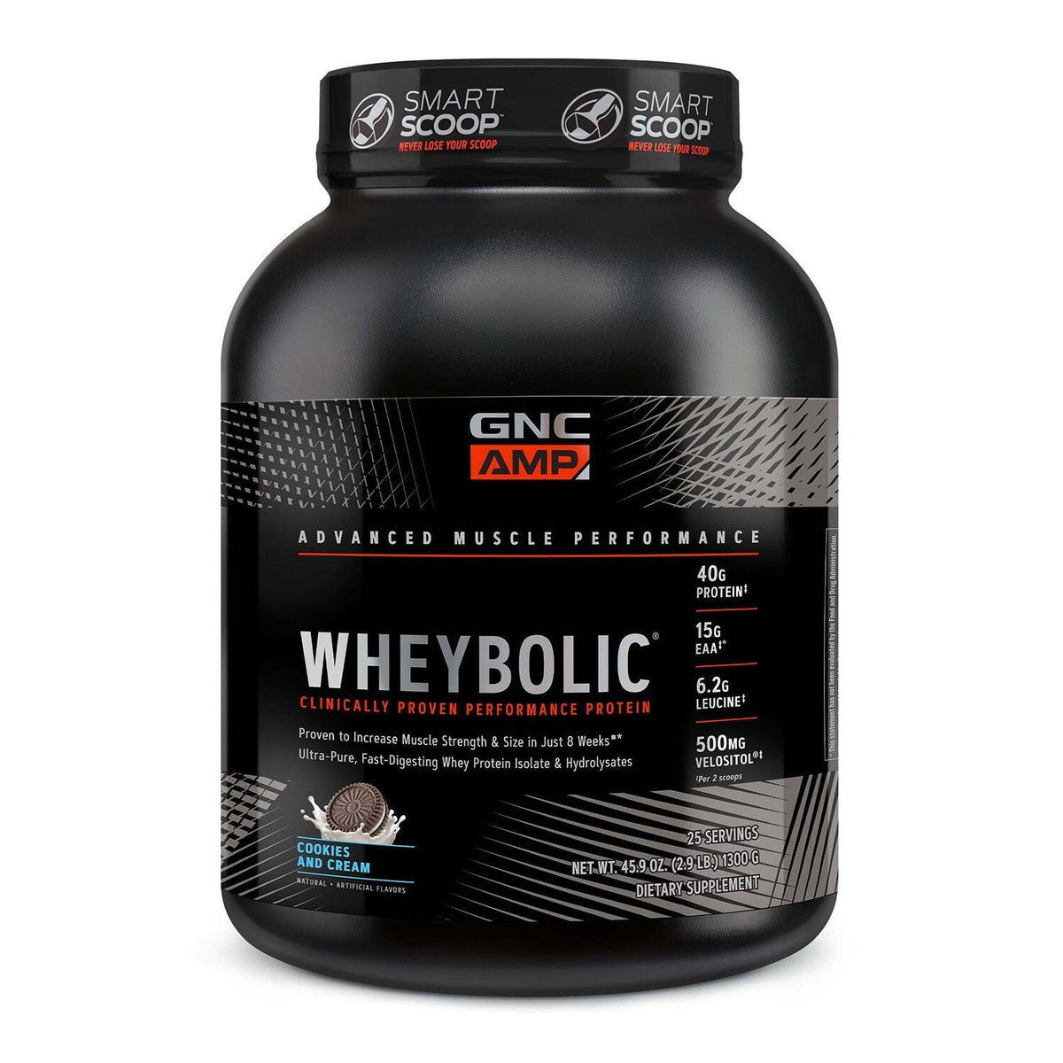 GNC AMP Wheybolic Whey Protein Powder, Classic Vanilla, 2.9 lb (25 Servings)