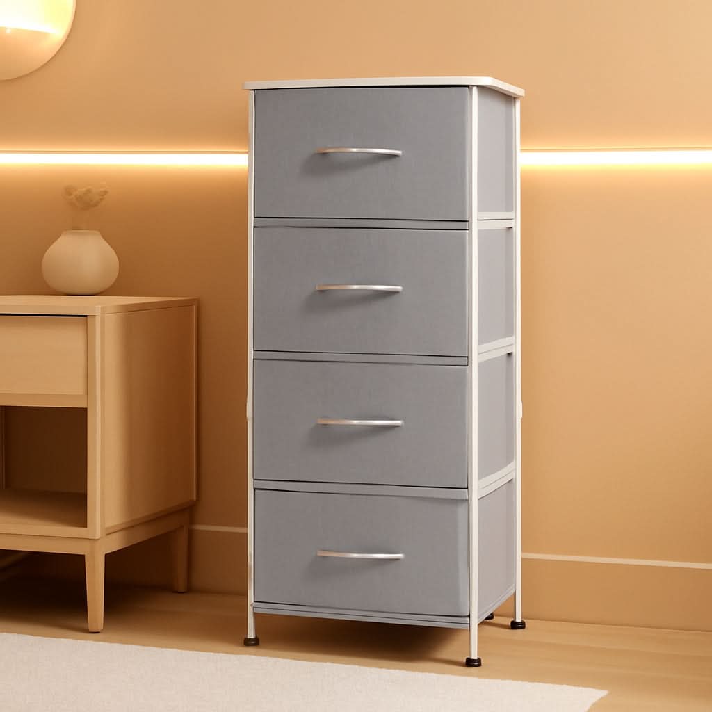 Light Grey Fabric Dresser 5 Drawer Organizer Storage Solution