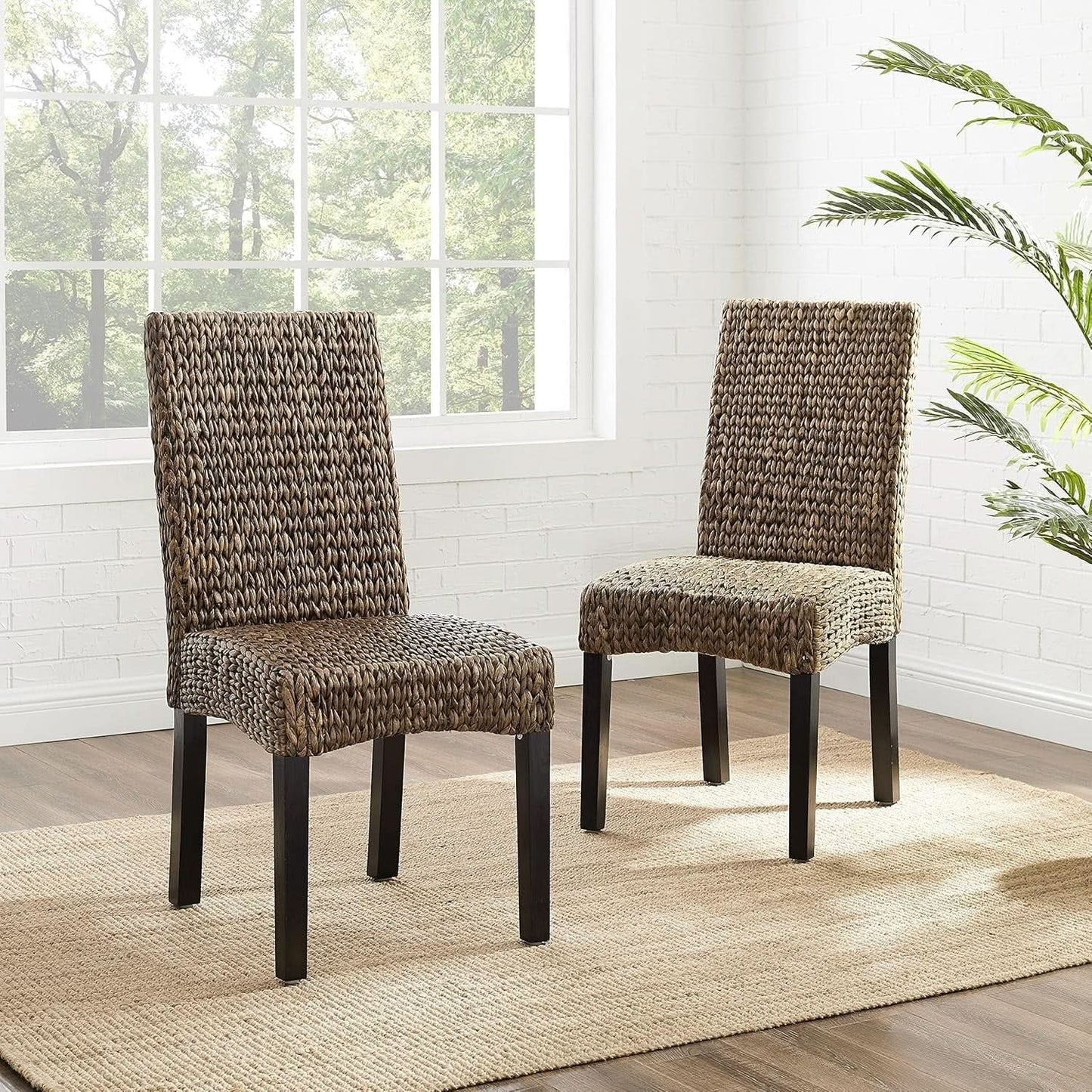 Edgewater Handwoven Rattan Dining Chairs Set Of 2 Seagrass