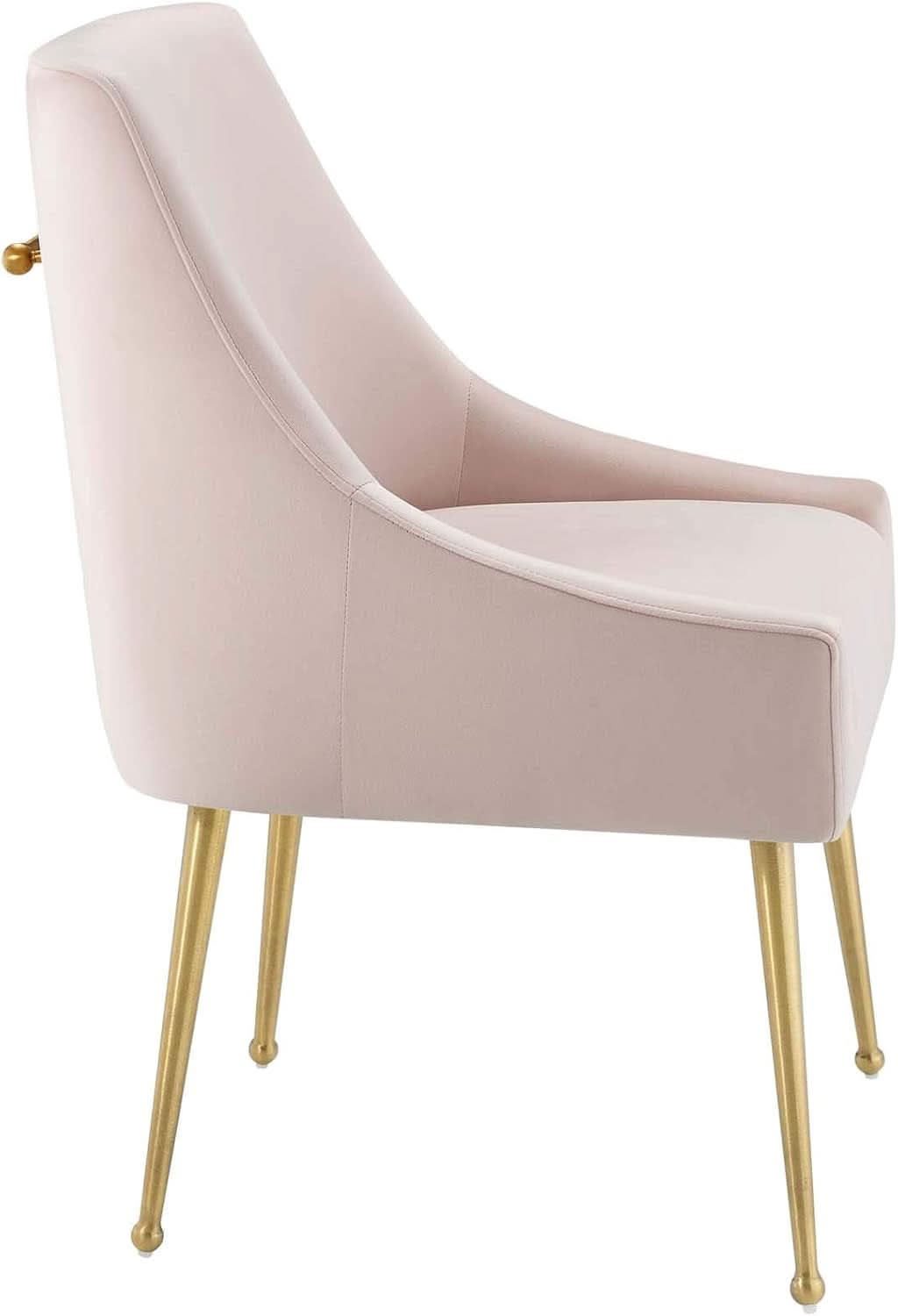 Pink Velvet Dining Chair With Gold Accents For Dining Room