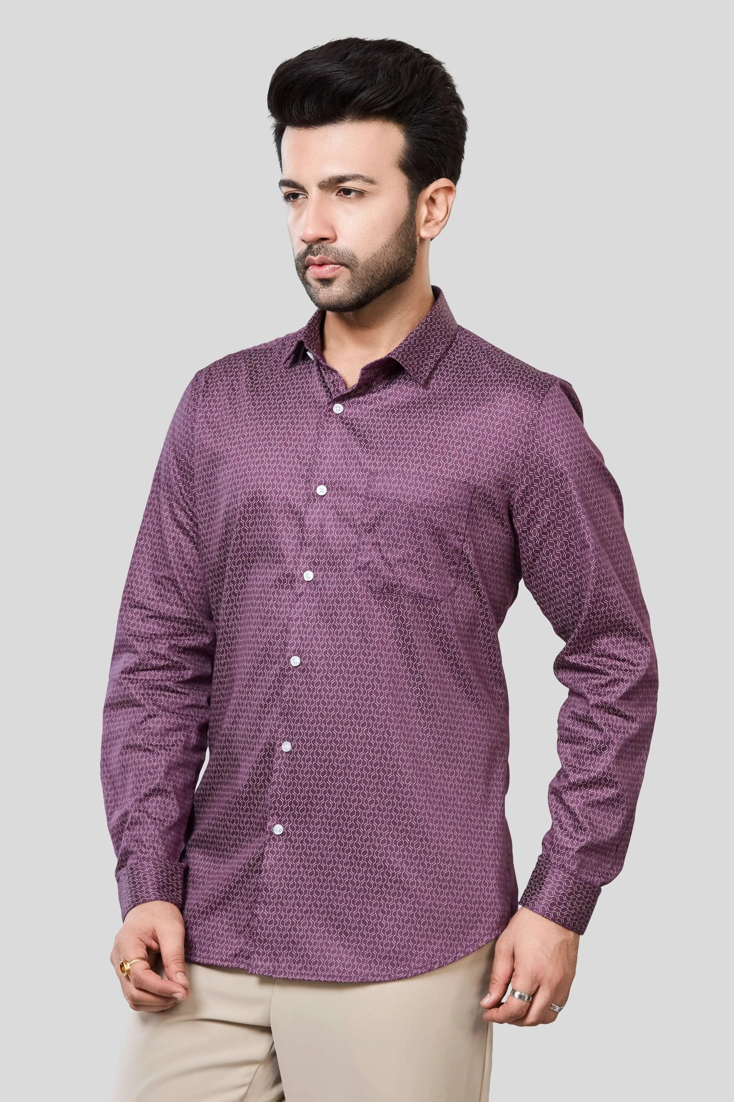 Jonesburg Men's Printed Slim Fit Formal Shirt