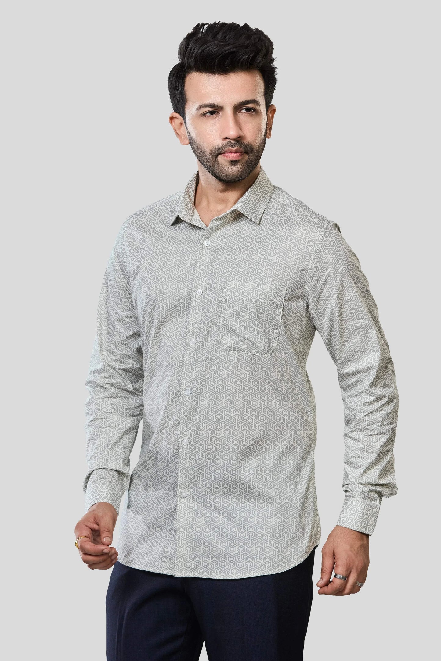 Jonesburg Men's Printed Slim Fit Formal Shirt