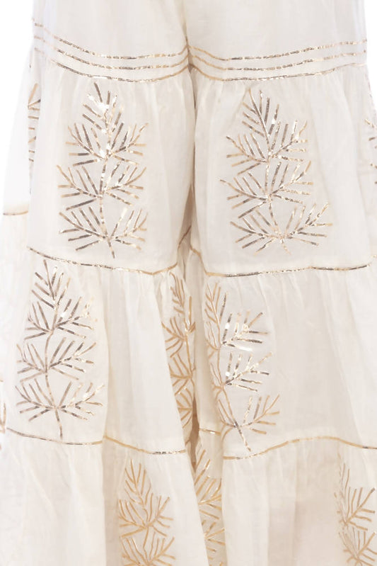 Mominos Fashion Cotton Off White Gotta Work Sharara For Girls