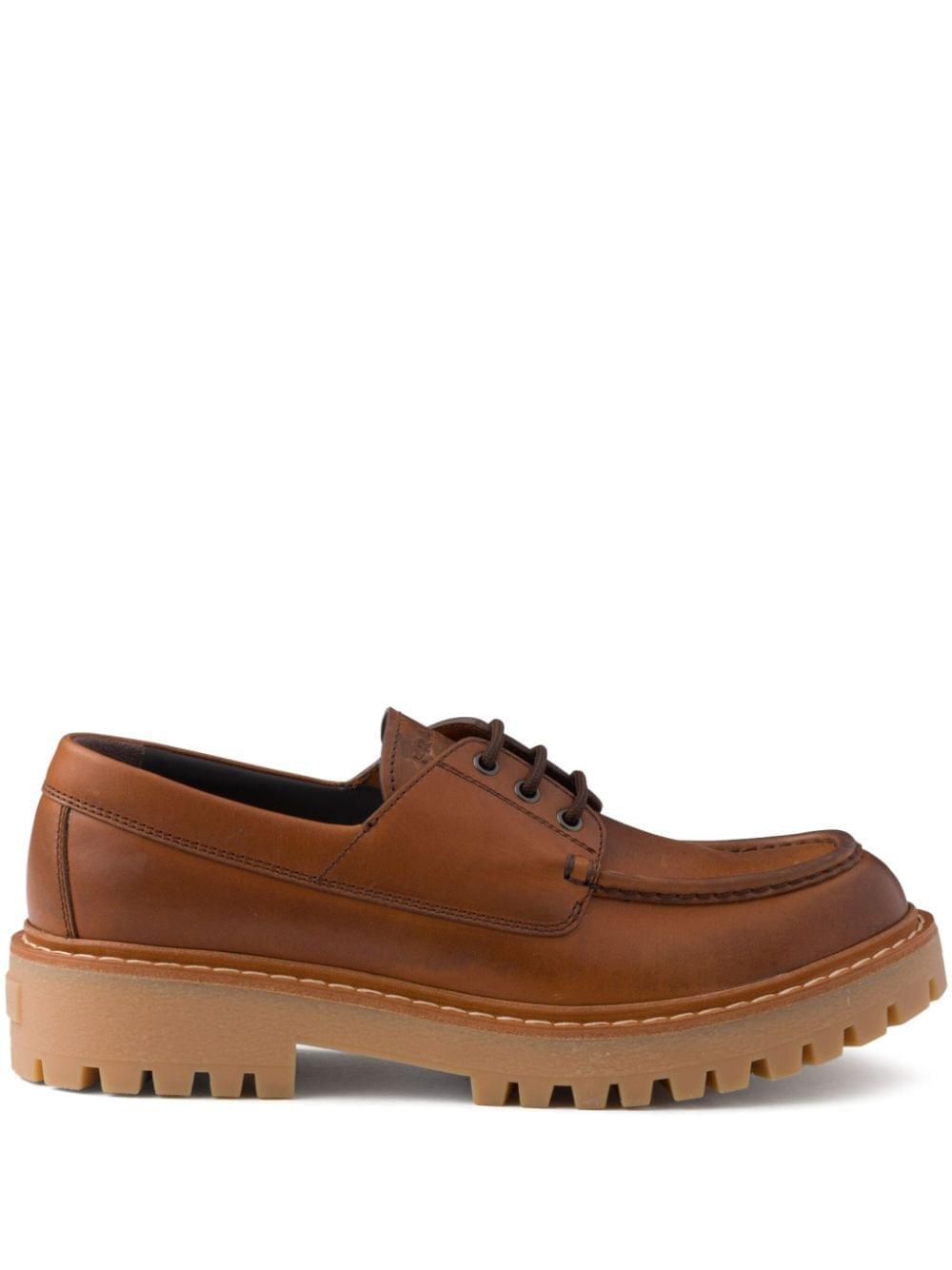 Prada Men Laced Leather Loafers