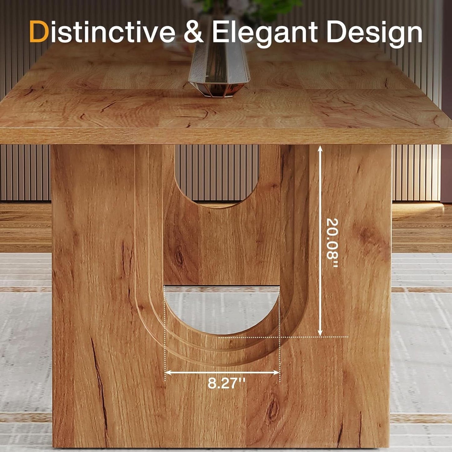 Dining Table 71 Inch Rustic Brown With Wood Pedestal