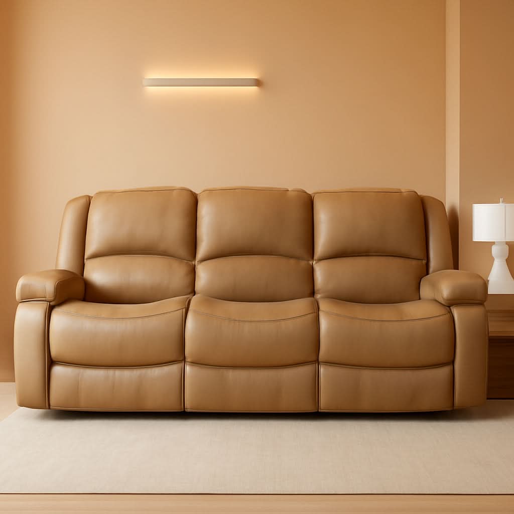 80 Inch RV Triple Recliner Sofa With Wall Hugger Console