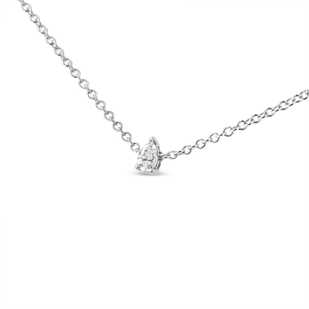 14K White Gold 1/10 Cttw Pear Shape Lab Grown Diamond Solitaire Pendant Necklace (F-G Color, VS2-SI1 Clarity)