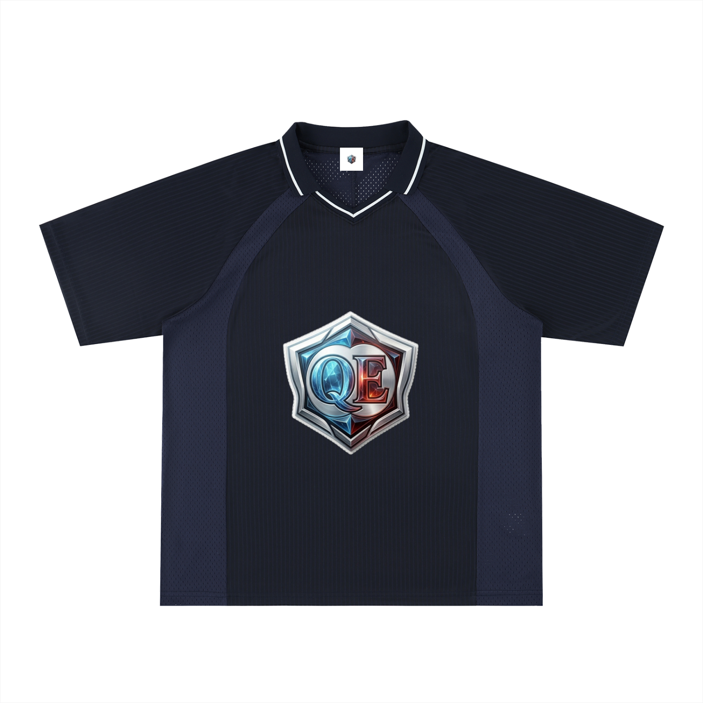 QE Shield Striped V-Neck Soccer Jersey