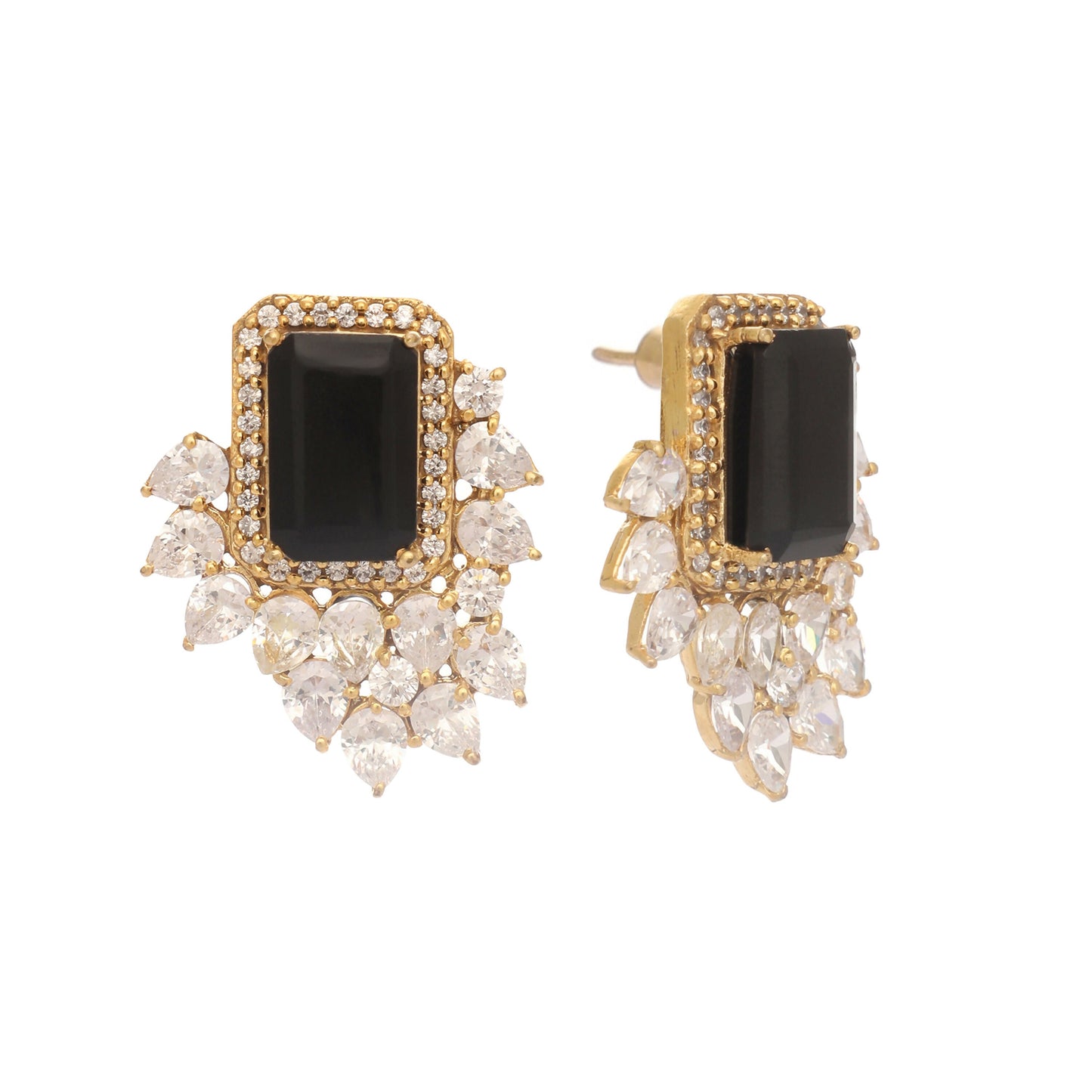 Nuyug 22K Gold Plated Noir Spark Contemporary Stud Earrings