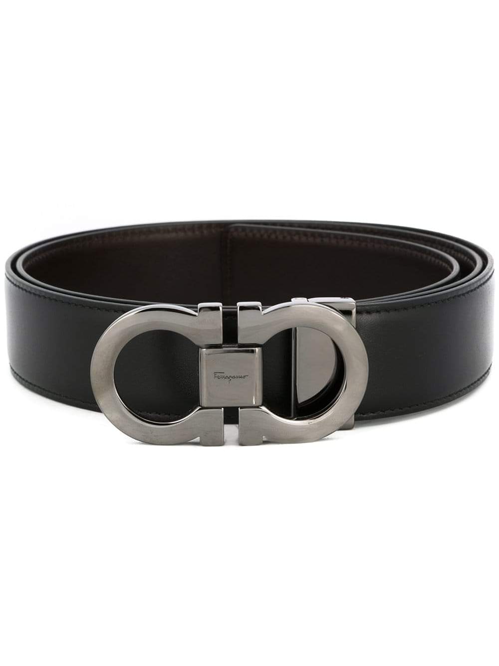 Ferragamo Men Smooth Leather Reversible Gancini Belt