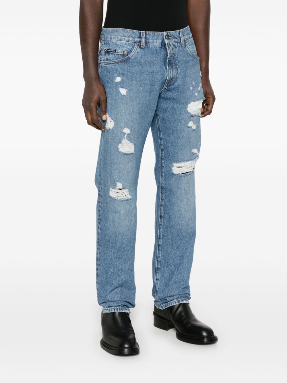 Dolce & Gabbana Men Classic Five-Pocket Cotton Jeans With Abrasions