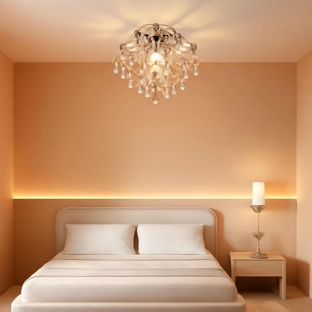 Mini Crystal Chandelier Flush Mount, Chrome Finish