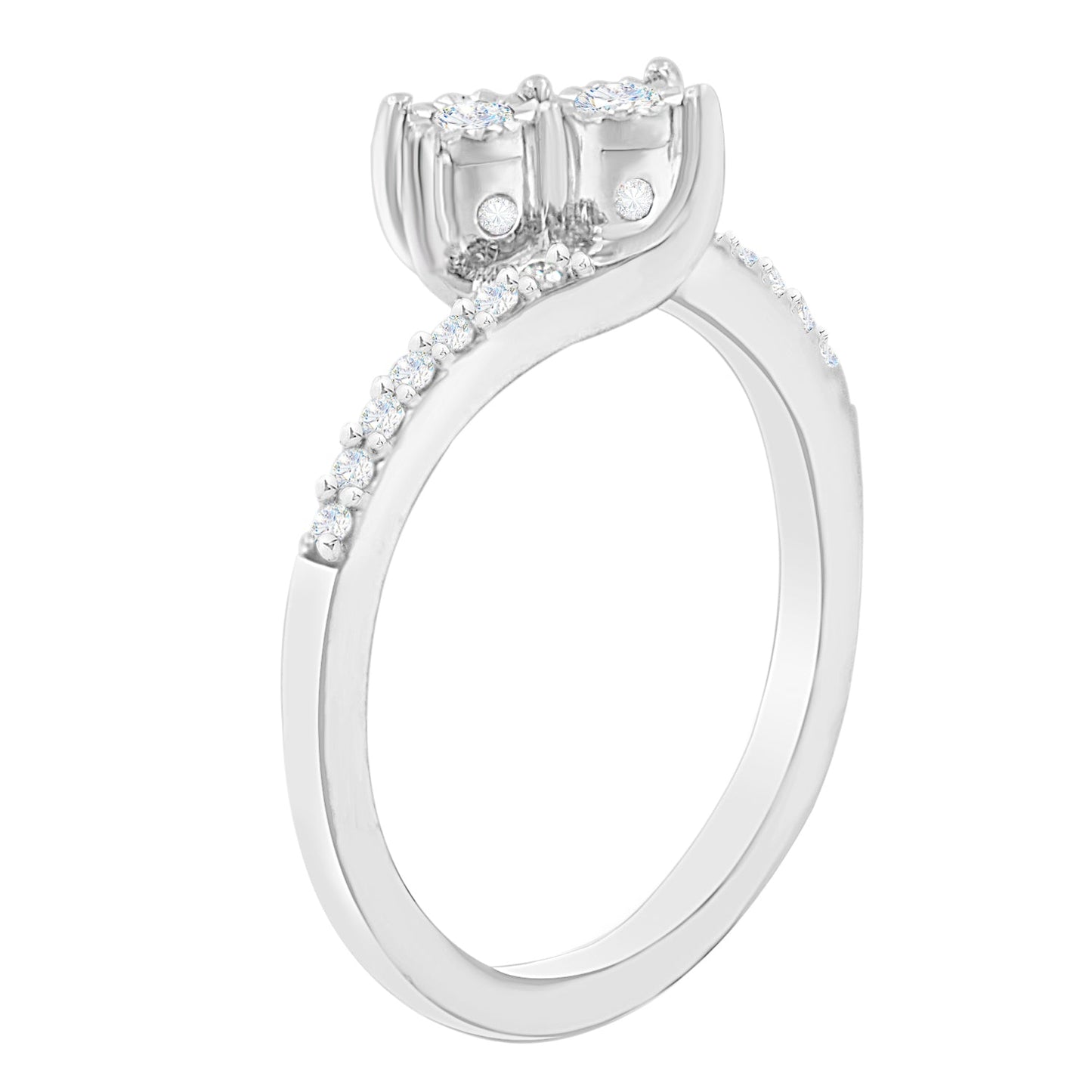 10K White Gold 1/4 Cttw Two-Stone Diamond Bypass Engagement Ring