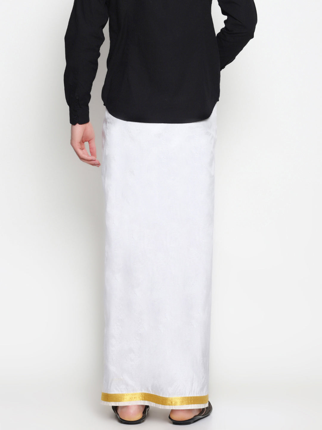 Sethukrishna Men White Double Layer Readymade Dhoti With Pocket